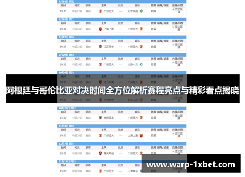 阿根廷与哥伦比亚对决时间全方位解析赛程亮点与精彩看点揭晓 阿根廷与哥伦比亚对决时间全方位解析赛程亮点与精彩看点揭晓