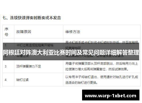 阿根廷对阵澳大利亚比赛时间及常见问题详细解答整理